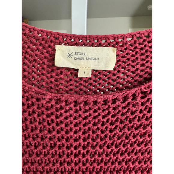 Etoile Isabel Marant Red Long Sleeve Open Knit Pullover Sweater Size 1 Small - Picture 4 of 4
